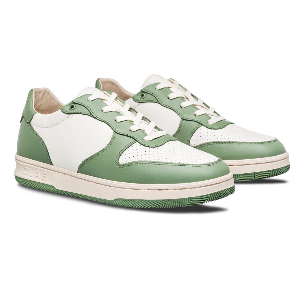 CLAE MALONE Shoes Womens USA394-S20 In Menta Leather Off White